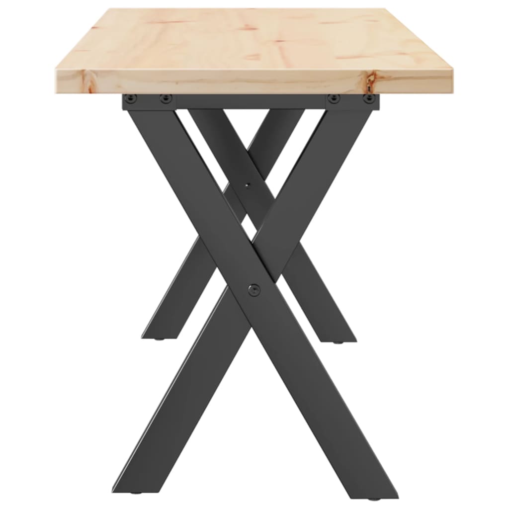 Table basse cadre en X 110x40x45,5 cm bois de pin massif acier - XIOS
