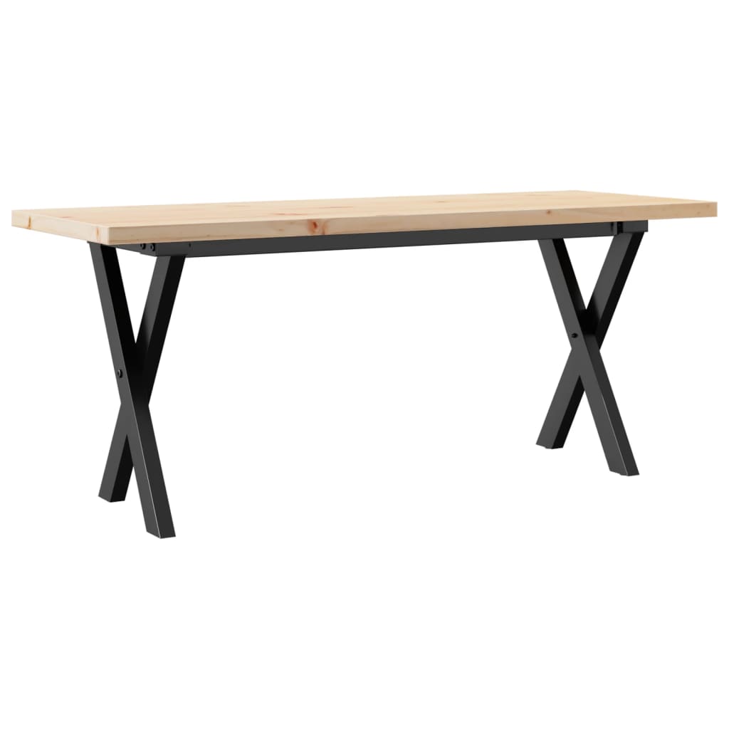 Table basse cadre en X 110x40x45,5 cm bois de pin massif acier - XIOS