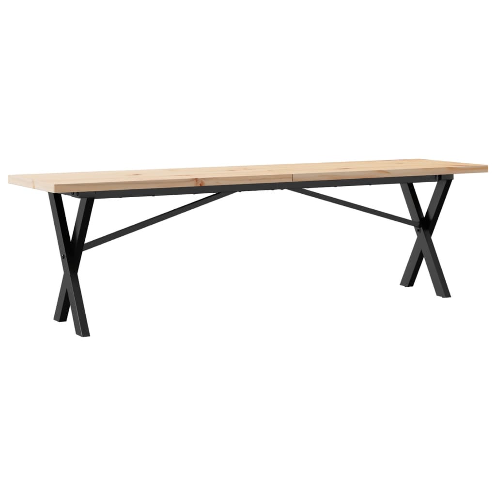 Table basse cadre en X 160x40x45,5 cm bois de pin massif acier - XIOS