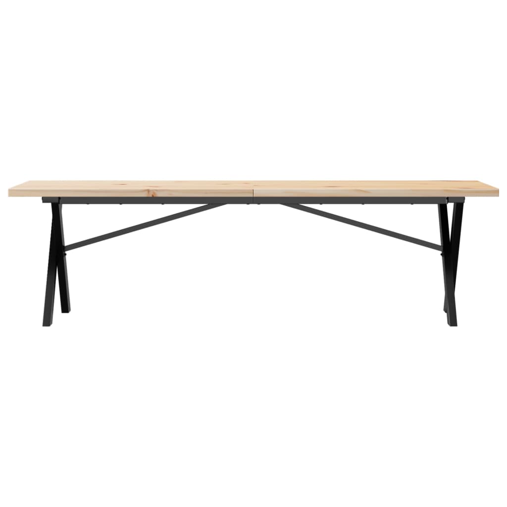 Table basse cadre en X 160x40x45,5 cm bois de pin massif acier - XIOS