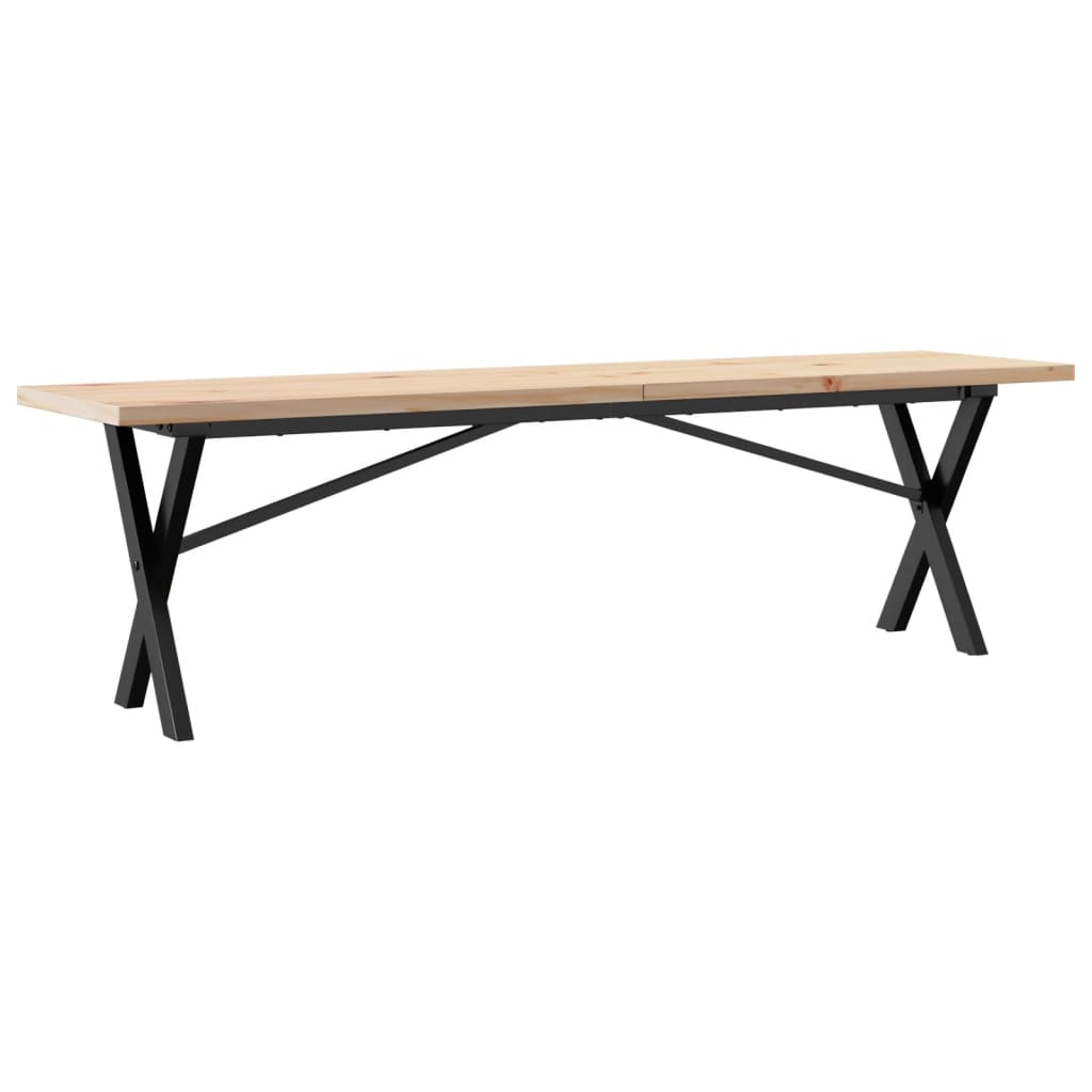 Table basse cadre en X 160x40x45,5 cm bois de pin massif acier - XIOS