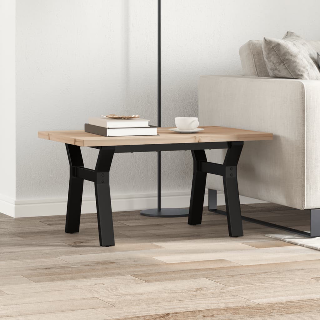 Table basse cadre en Y 80x50x40,5cm bois de pin massif et acier - XIOS