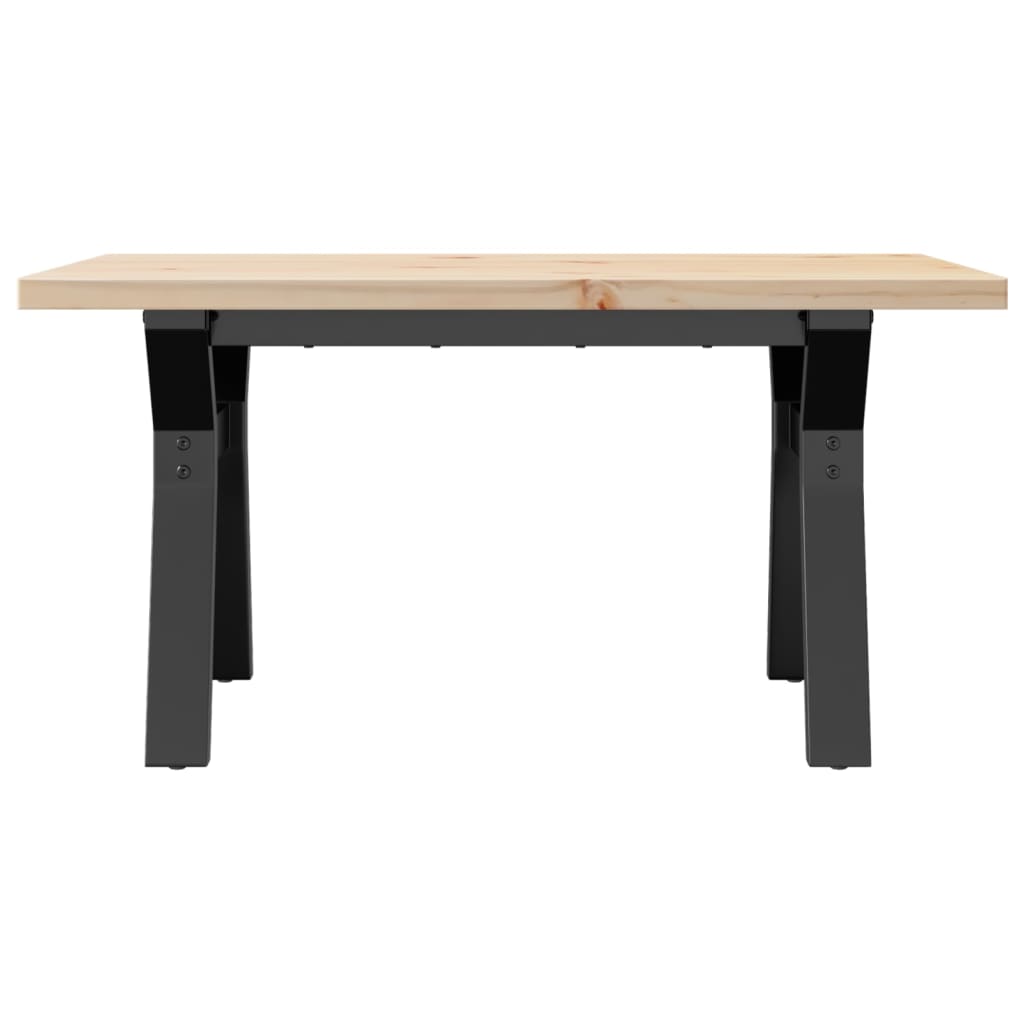 Table basse cadre en Y 80x50x40,5cm bois de pin massif et acier - XIOS
