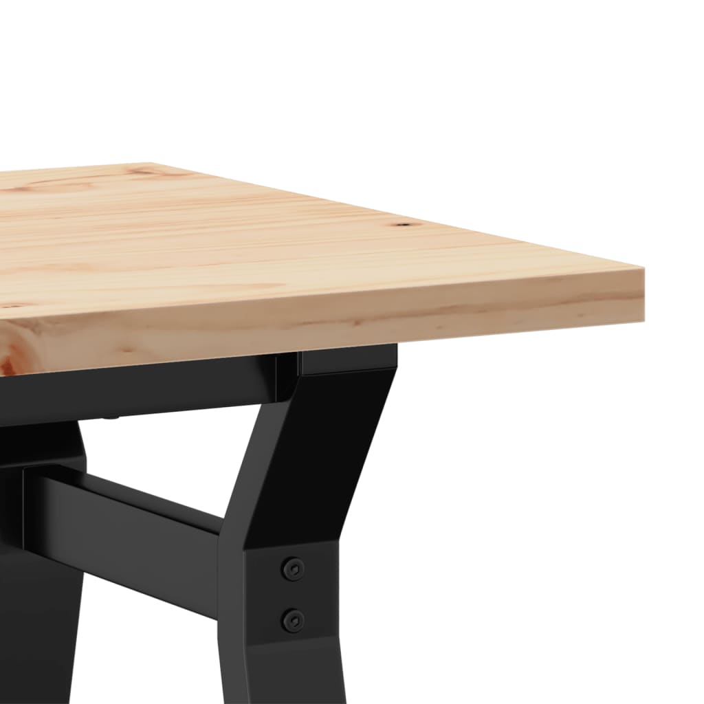 Table basse cadre en Y 80x50x40,5cm bois de pin massif et acier - XIOS