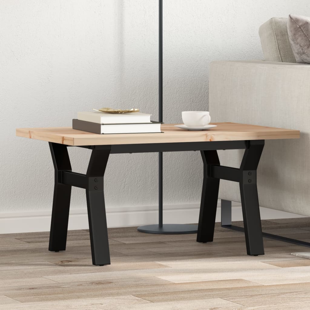 Table basse cadre en Y 80x50x40,5cm bois de pin massif et acier - XIOS