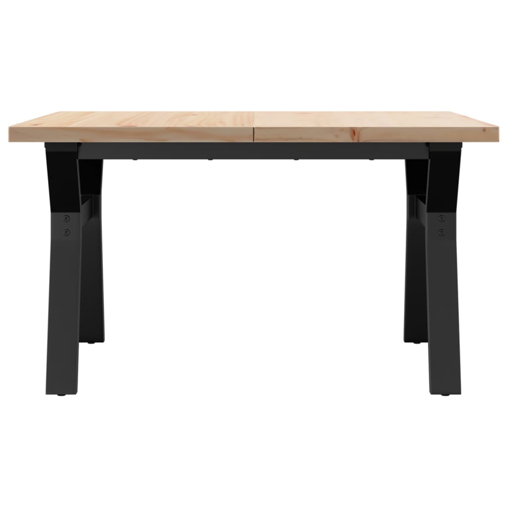 Table basse cadre en Y 80x80x45,5cm bois de pin massif et acier - XIOS