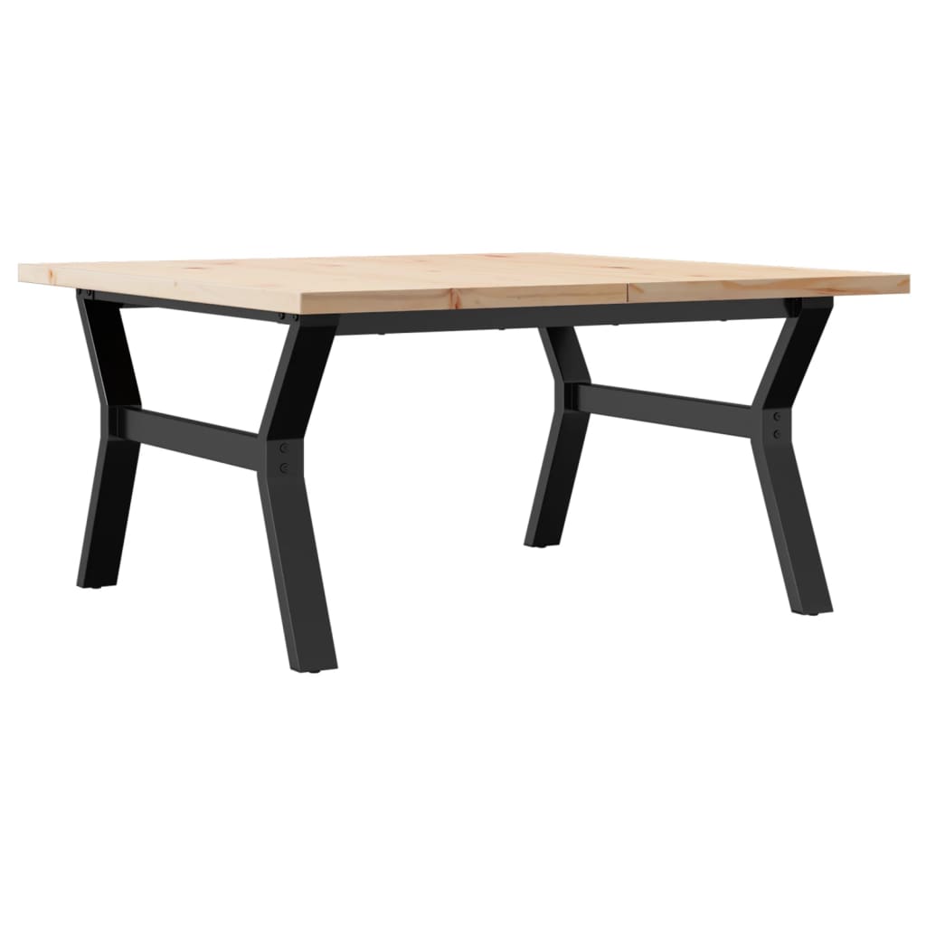 Table basse cadre en Y 90x90x45,5cm bois de pin massif et fonte - XIOS