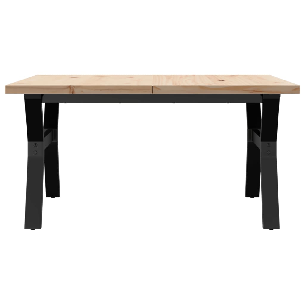 Table basse cadre en Y 90x90x45,5cm bois de pin massif et fonte - XIOS