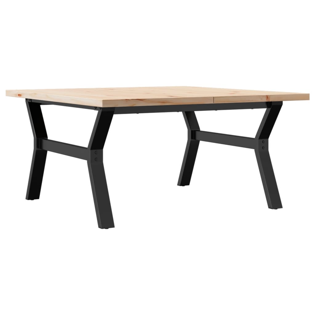 Table basse cadre en Y 90x90x45,5cm bois de pin massif et fonte - XIOS