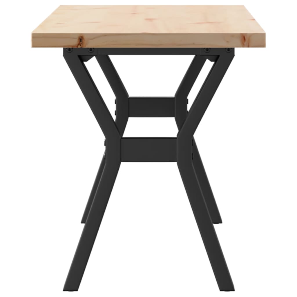 Table basse cadre en Y 110x40x45,5 cm bois de pin massif acier - XIOS