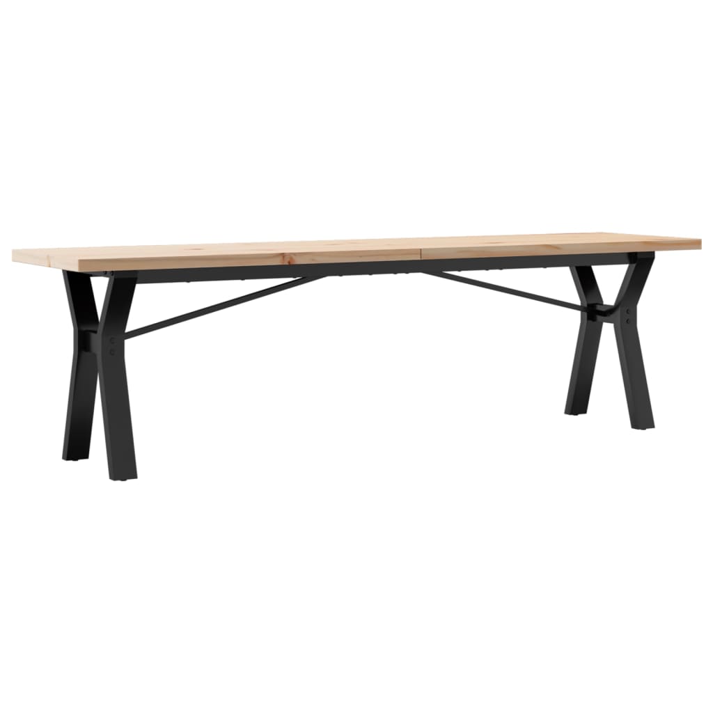 Table basse cadre en Y 160x40x45,5 cm bois de pin massif acier - XIOS
