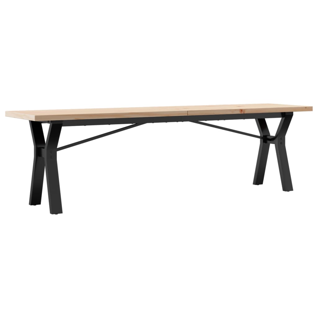 Table basse cadre en Y 160x40x45,5 cm bois de pin massif acier - XIOS