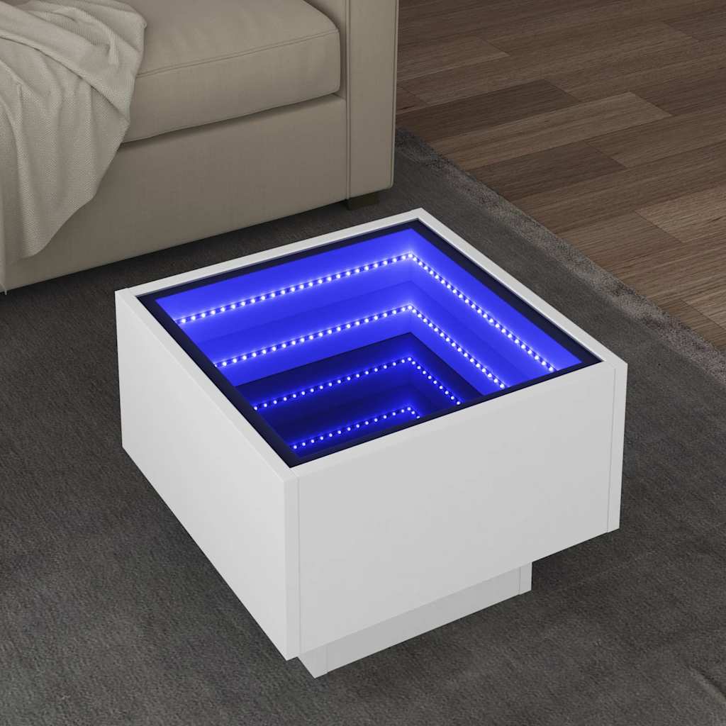 Table d'appoint avec LED blanc 40x40x30 cm bois d'ingénierie - XIOS