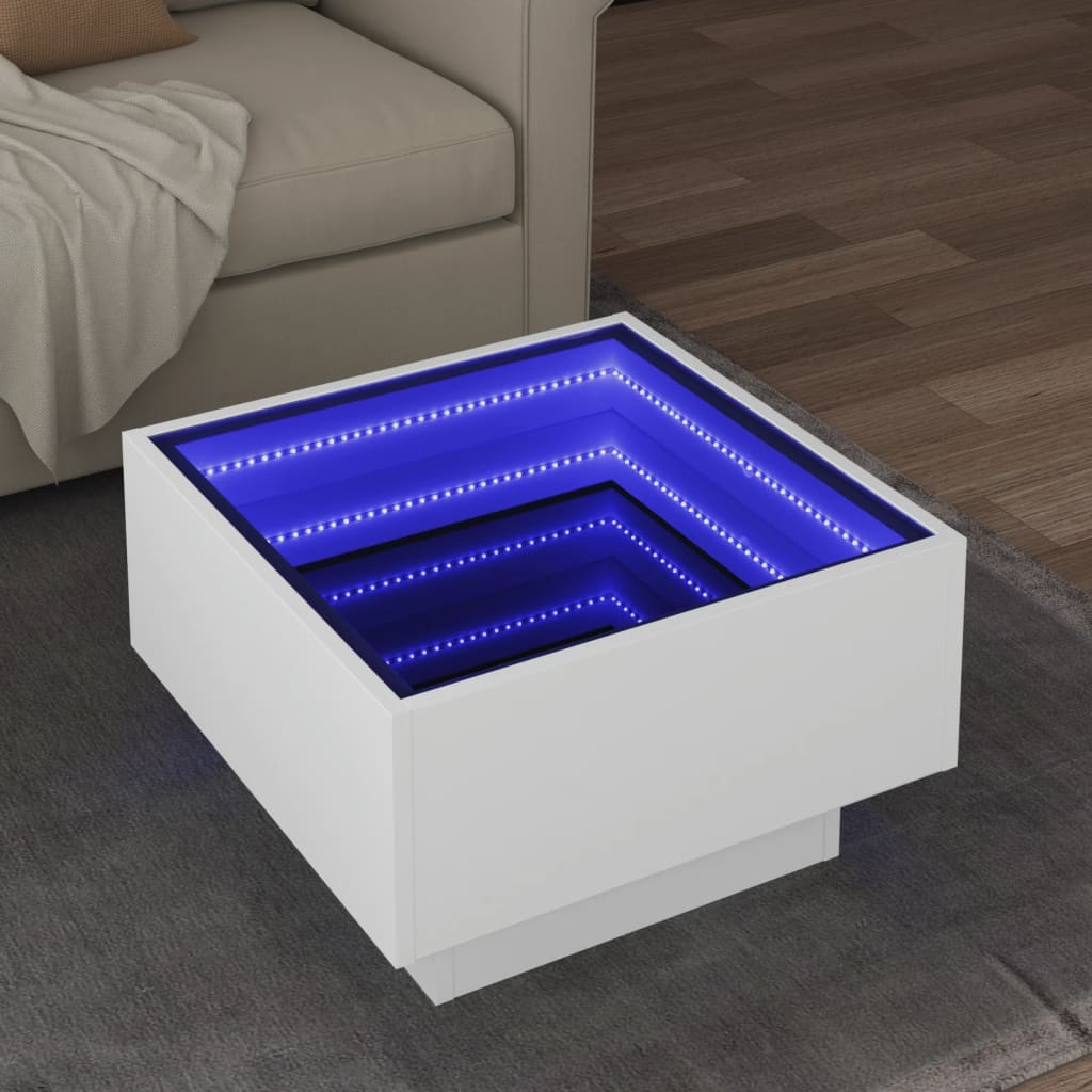 Table basse avec LED blanc 50x50x30 cm bois d'ingénierie - XIOS