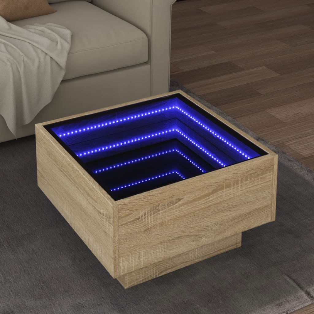 Table basse avec LED chêne sonoma 50x50x30 cm bois d'ingénierie - XIOS