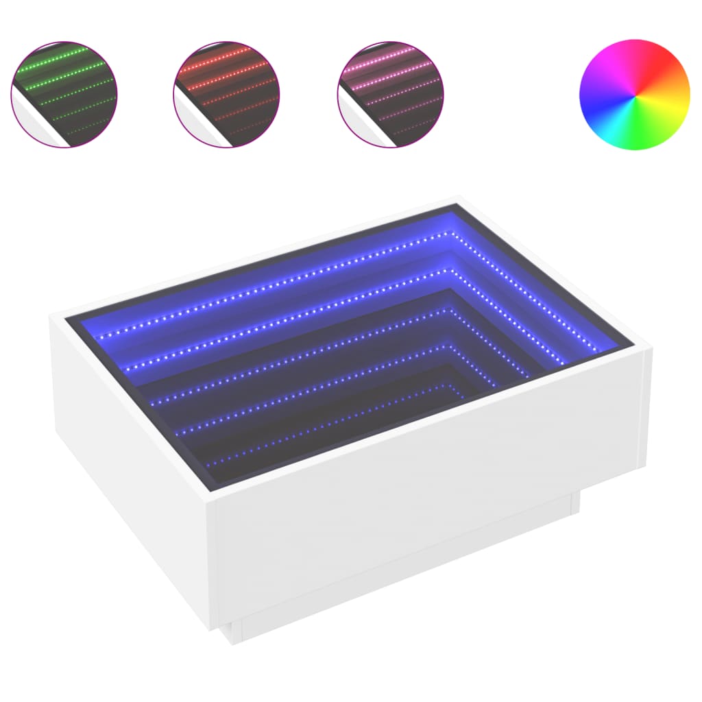 Table basse avec LED blanc 70x50x30 cm bois d'ingénierie - XIOS