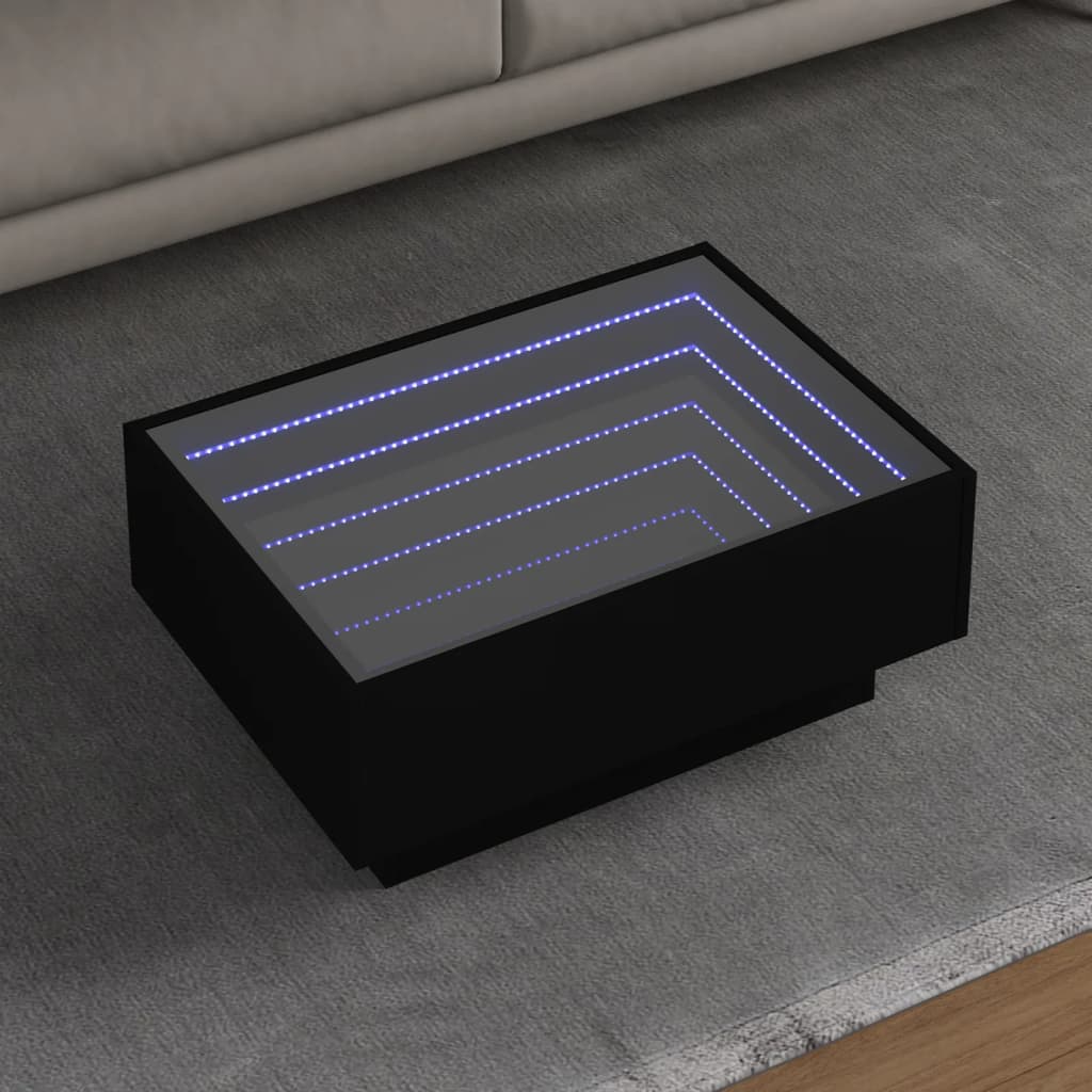 Table basse avec LED noir 70x50x30 cm bois d'ingénierie - XIOS