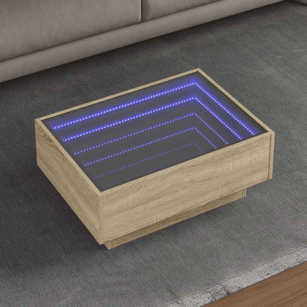Table basse avec LED chêne sonoma 70x50x30 cm bois d'ingénierie - XIOS