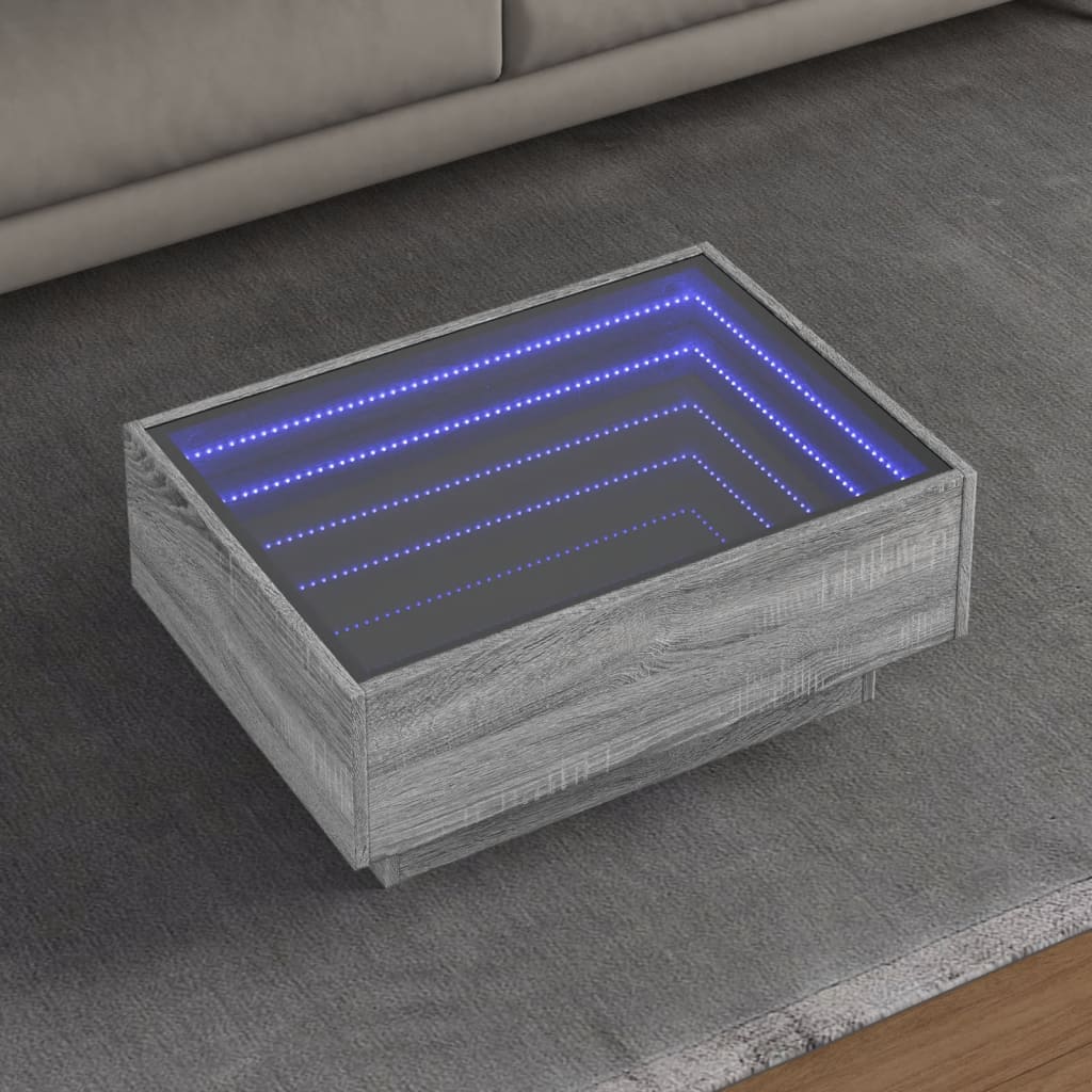Table basse avec LED sonoma gris 70x50x30 cm bois d'ingénierie - XIOS