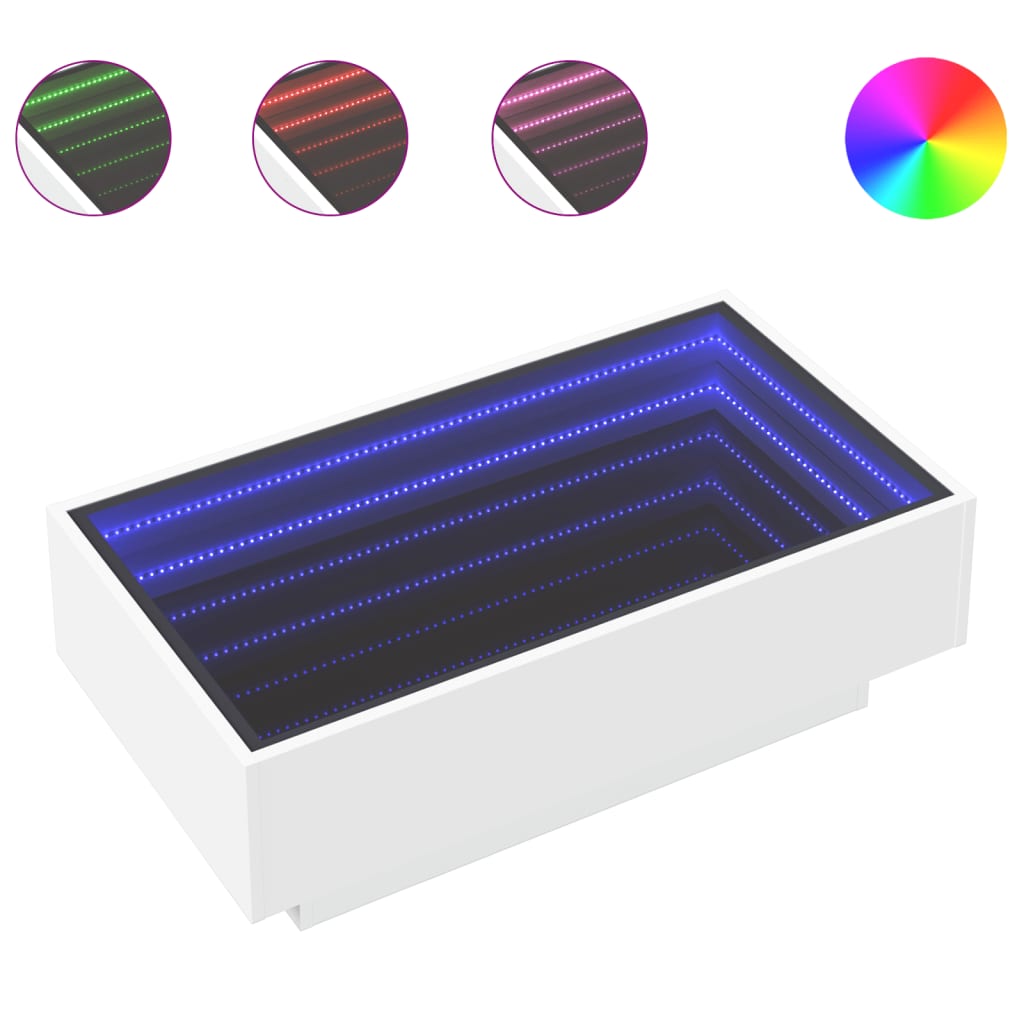 Table basse avec LED blanc 90x50x30 cm bois d'ingénierie - XIOS