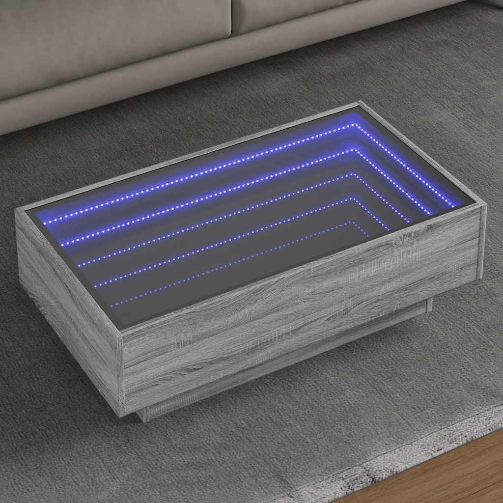 Table basse avec LED sonoma gris 90x50x30 cm bois d'ingénierie - XIOS