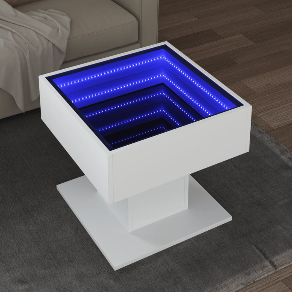 Table basse avec LED blanc 50x50x45 cm bois d'ingénierie - XIOS