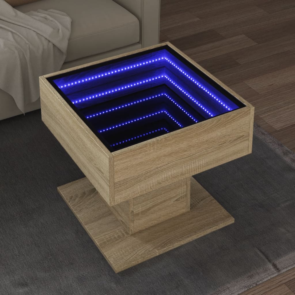 Table basse avec LED chêne sonoma 50x50x45 cm bois d'ingénierie - XIOS