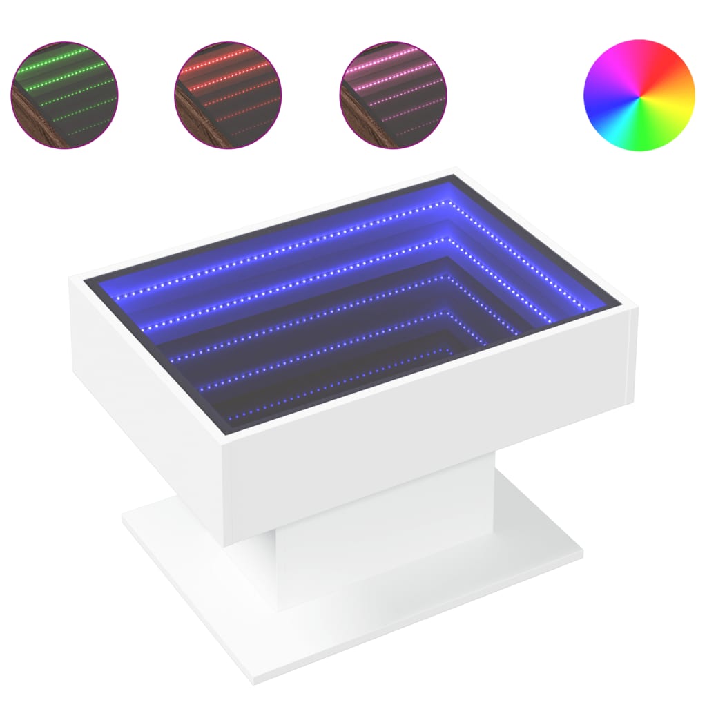 Table basse avec LED blanc 70x50x45 cm bois d'ingénierie - XIOS