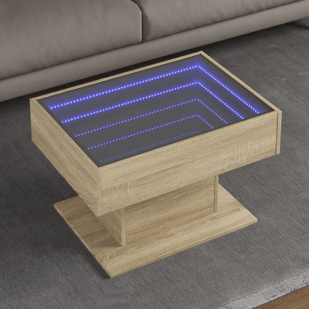 Table basse avec LED chêne sonoma 70x50x45 cm bois d'ingénierie - XIOS