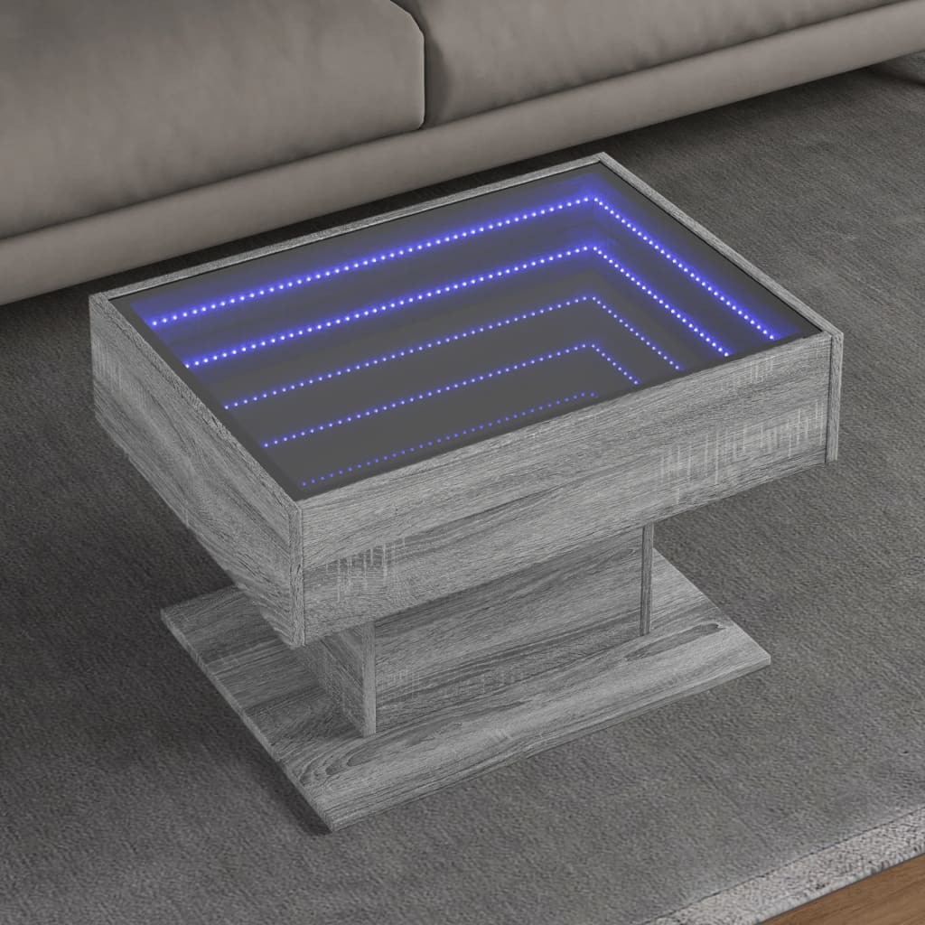 Table basse avec LED sonoma gris 70x50x45 cm bois d'ingénierie - XIOS