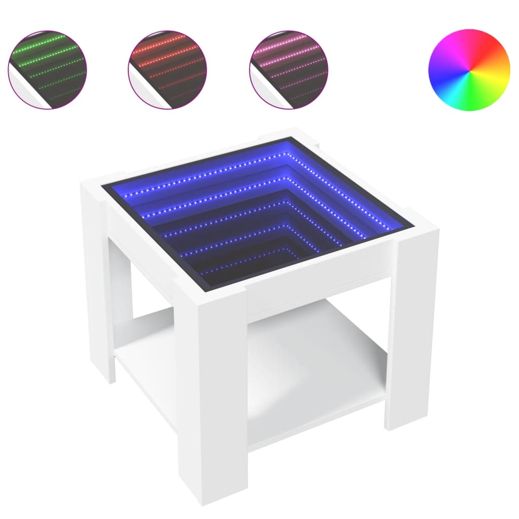 Table basse avec LED blanc 53x53x45 cm bois d'ingénierie - XIOS