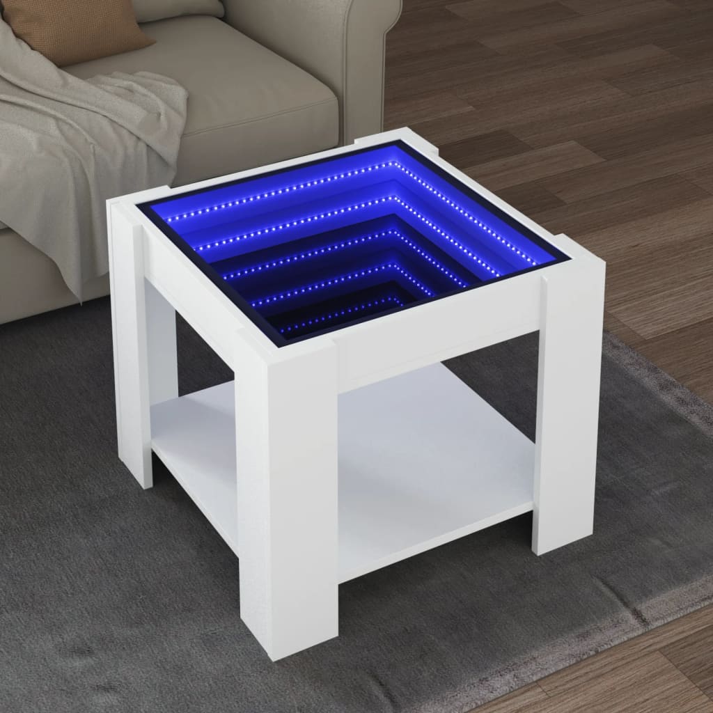 Table basse avec LED blanc 53x53x45 cm bois d'ingénierie - XIOS