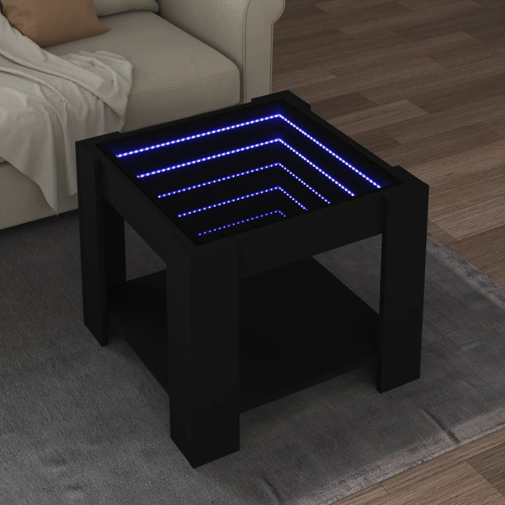 Table basse avec LED noir 53x53x45 cm bois d'ingénierie - XIOS