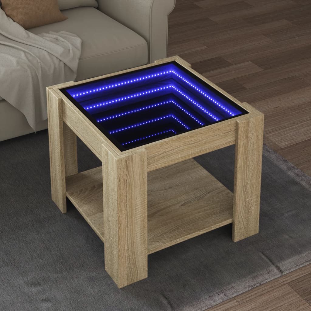 Table basse avec LED chêne sonoma 53x53x45 cm bois d'ingénierie - XIOS