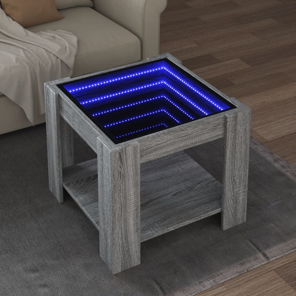 Table basse avec LED sonoma gris 53x53x45 cm bois d'ingénierie - XIOS