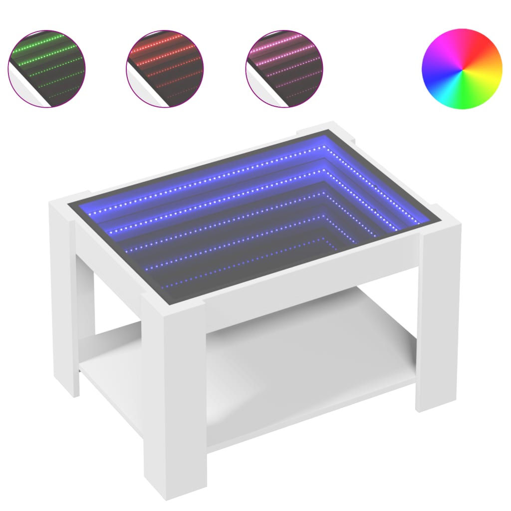 Table basse avec LED blanc 73x53x45 cm bois d'ingénierie - XIOS