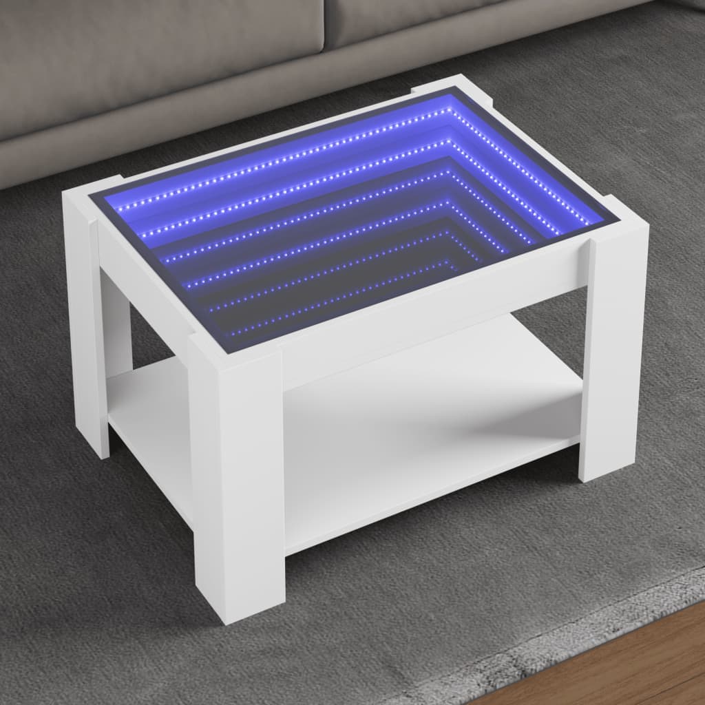 Table basse avec LED blanc 73x53x45 cm bois d'ingénierie - XIOS