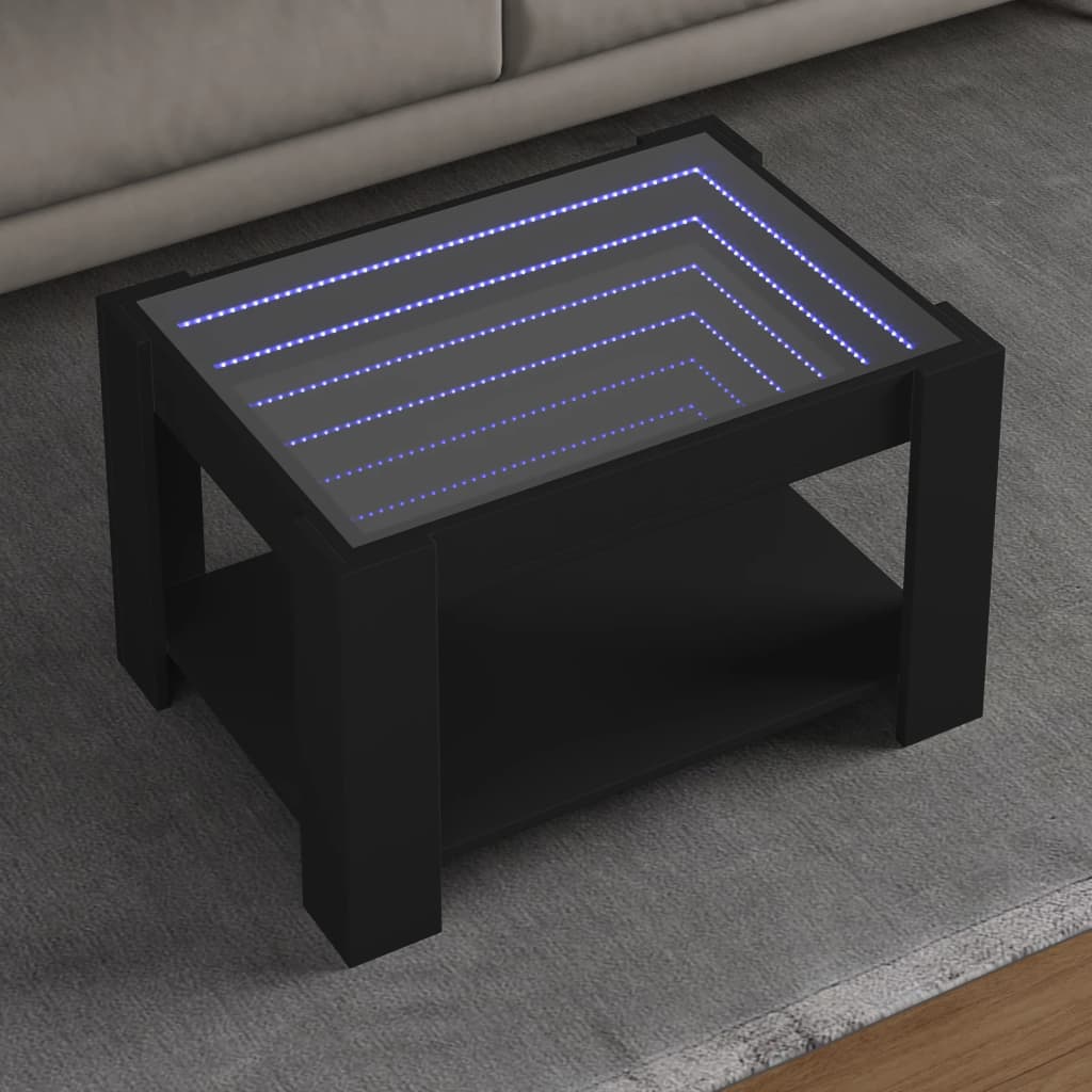 Table basse avec LED noir 73x53x45 cm bois d'ingénierie - XIOS