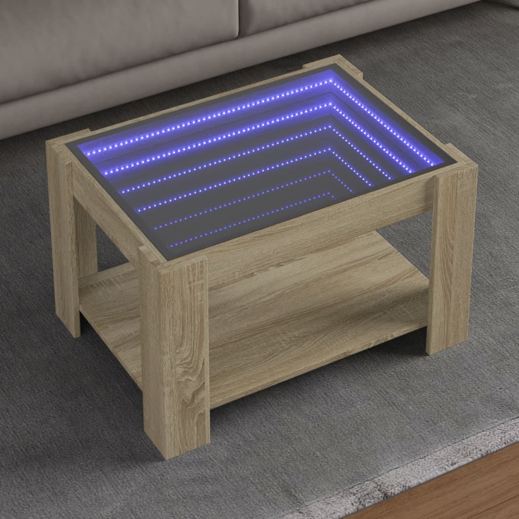 Table basse avec LED chêne sonoma 73x53x45 cm bois d'ingénierie - XIOS