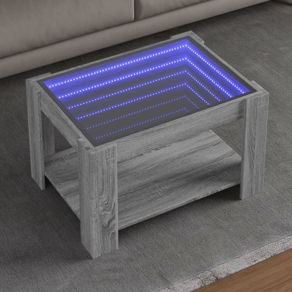 Table basse avec LED sonoma gris 73x53x45 cm bois d'ingénierie - XIOS