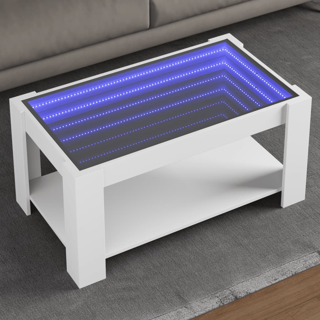 Table basse avec LED blanc 93x53x45 cm bois d'ingénierie - XIOS