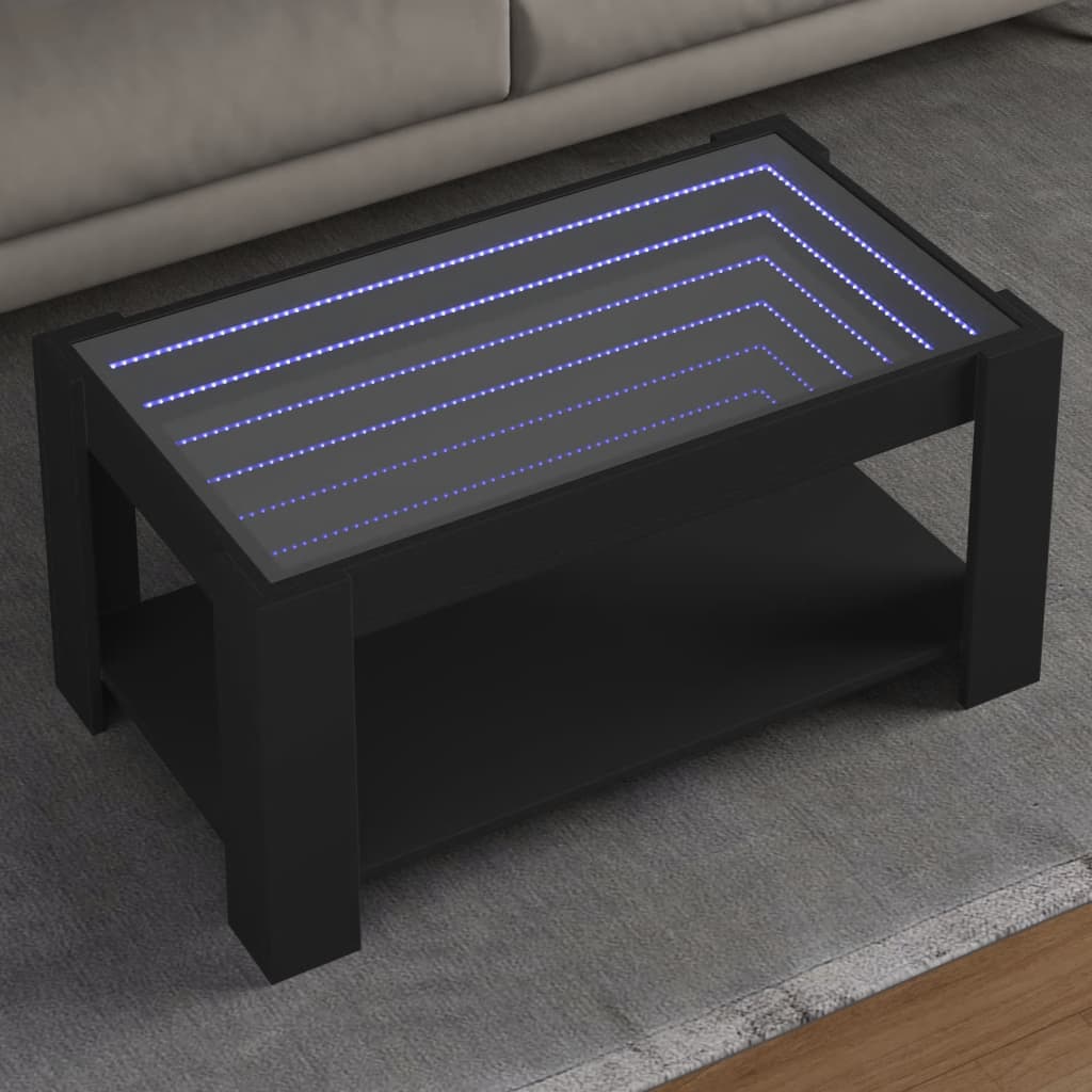 Table basse avec LED noir 93x53x45 cm bois d'ingénierie - XIOS