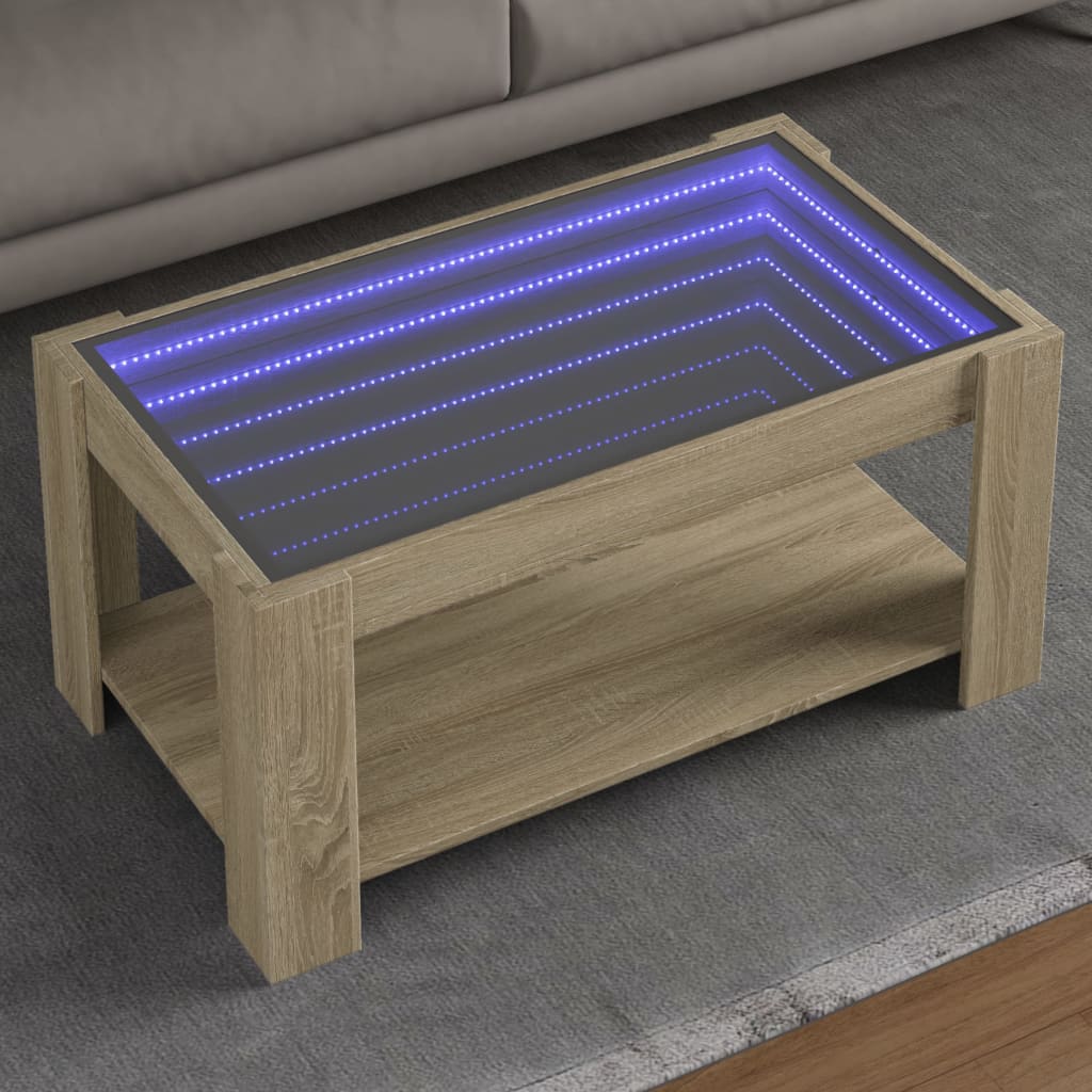 Table basse avec LED chêne sonoma 93x53x45 cm bois d'ingénierie - XIOS