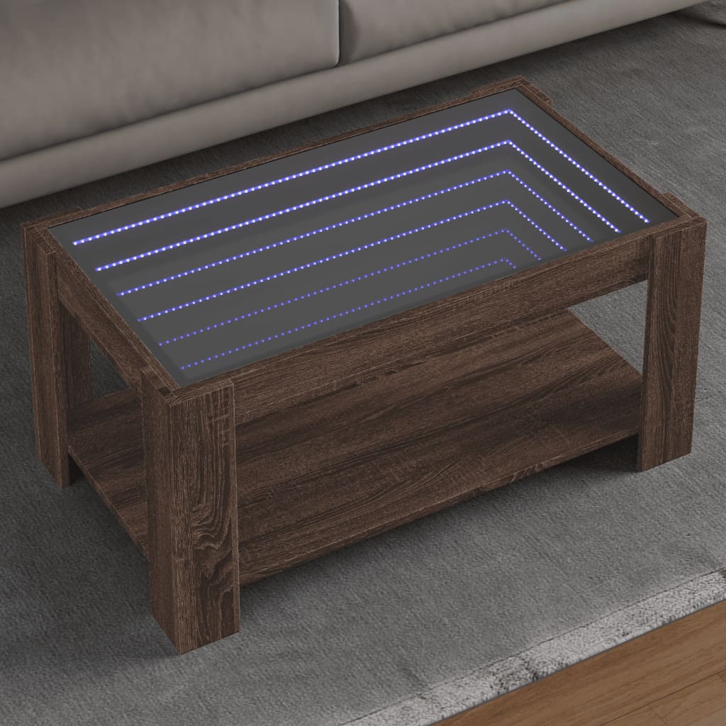 Table basse avec LED chêne marron 93x53x45 cm bois d'ingénierie - XIOS