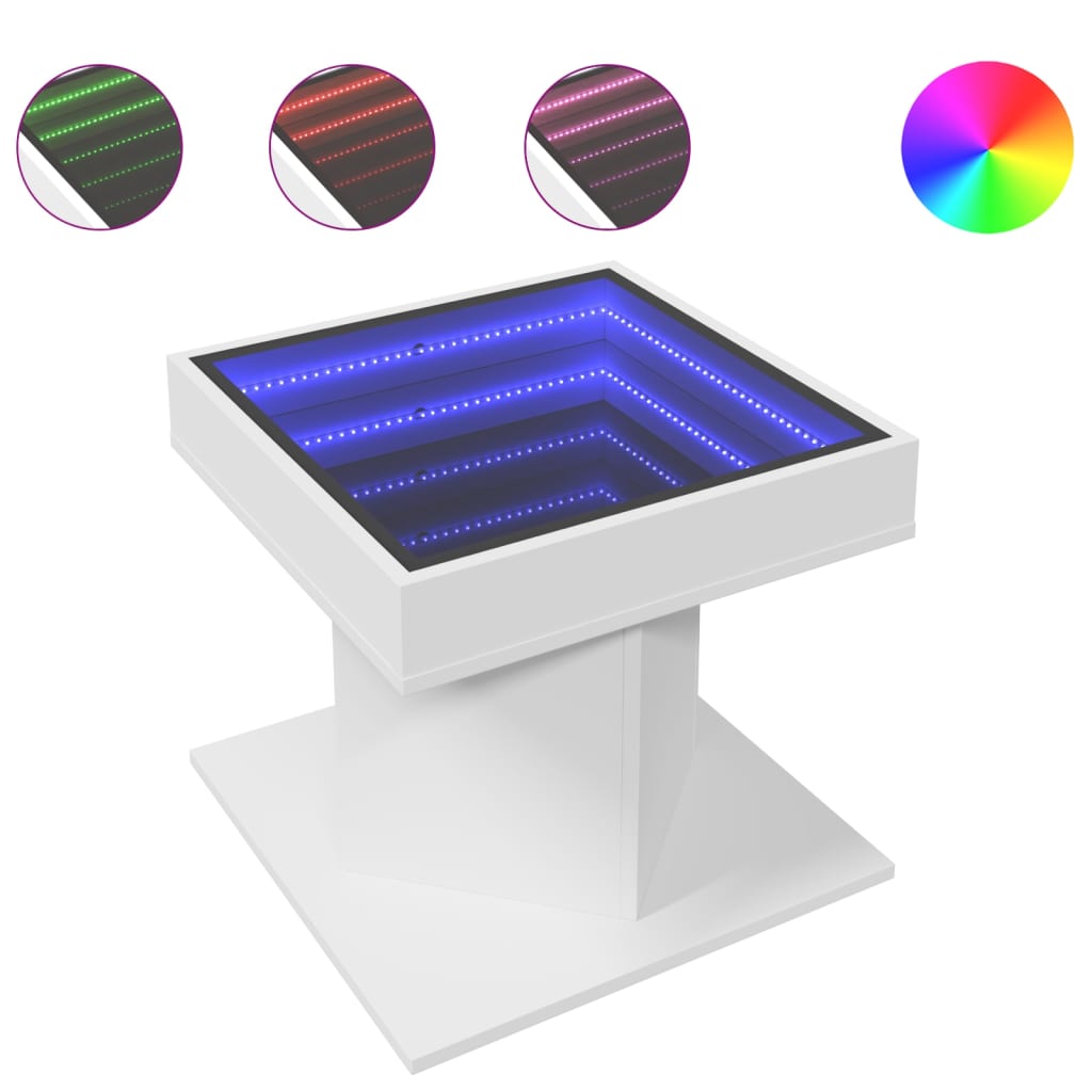 Table basse avec LED blanc 50x50x45 cm bois d'ingénierie - XIOS