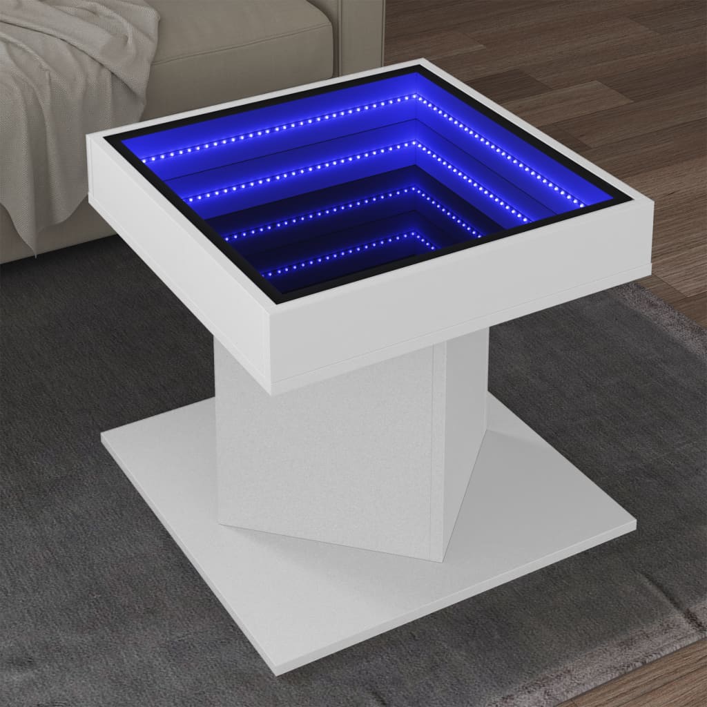 Table basse avec LED blanc 50x50x45 cm bois d'ingénierie - XIOS