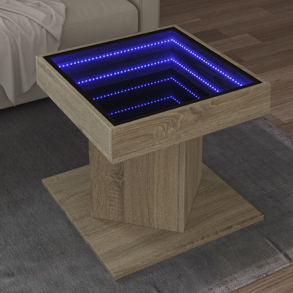 Table basse avec LED chêne sonoma 50x50x45 cm bois d'ingénierie - XIOS