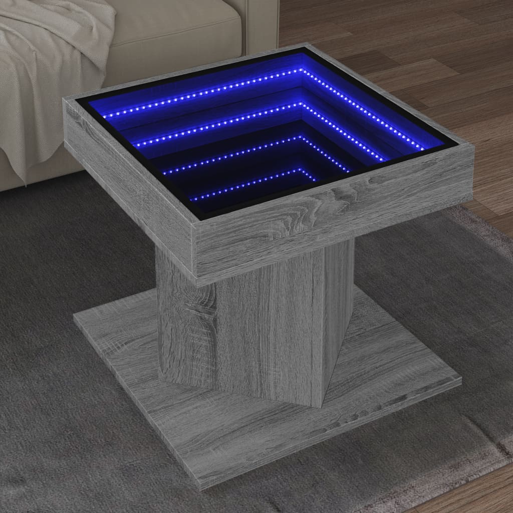 Table basse avec LED sonoma gris 50x50x45 cm bois d'ingénierie - XIOS