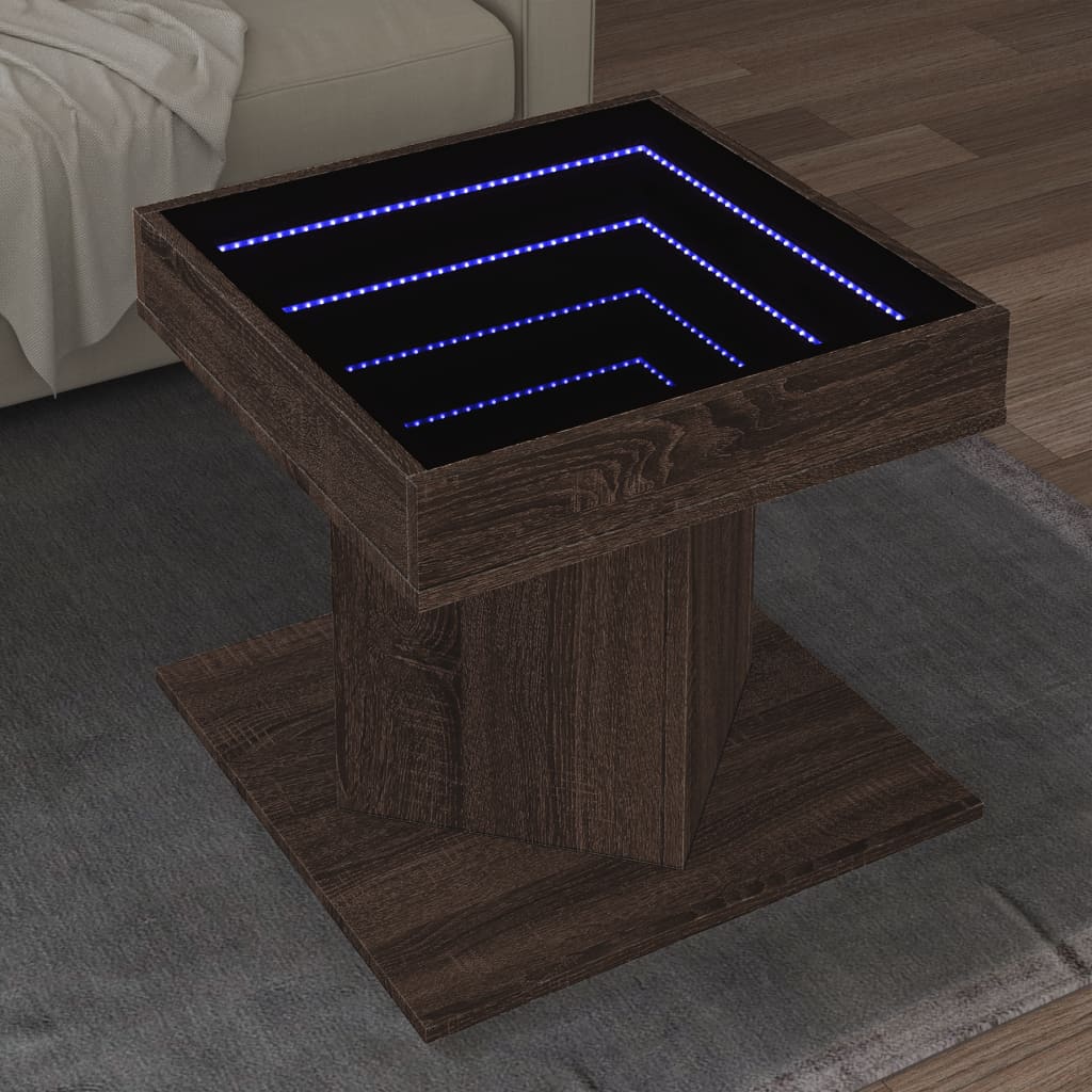 Table basse avec LED chêne marron 50x50x45 cm bois d'ingénierie - XIOS