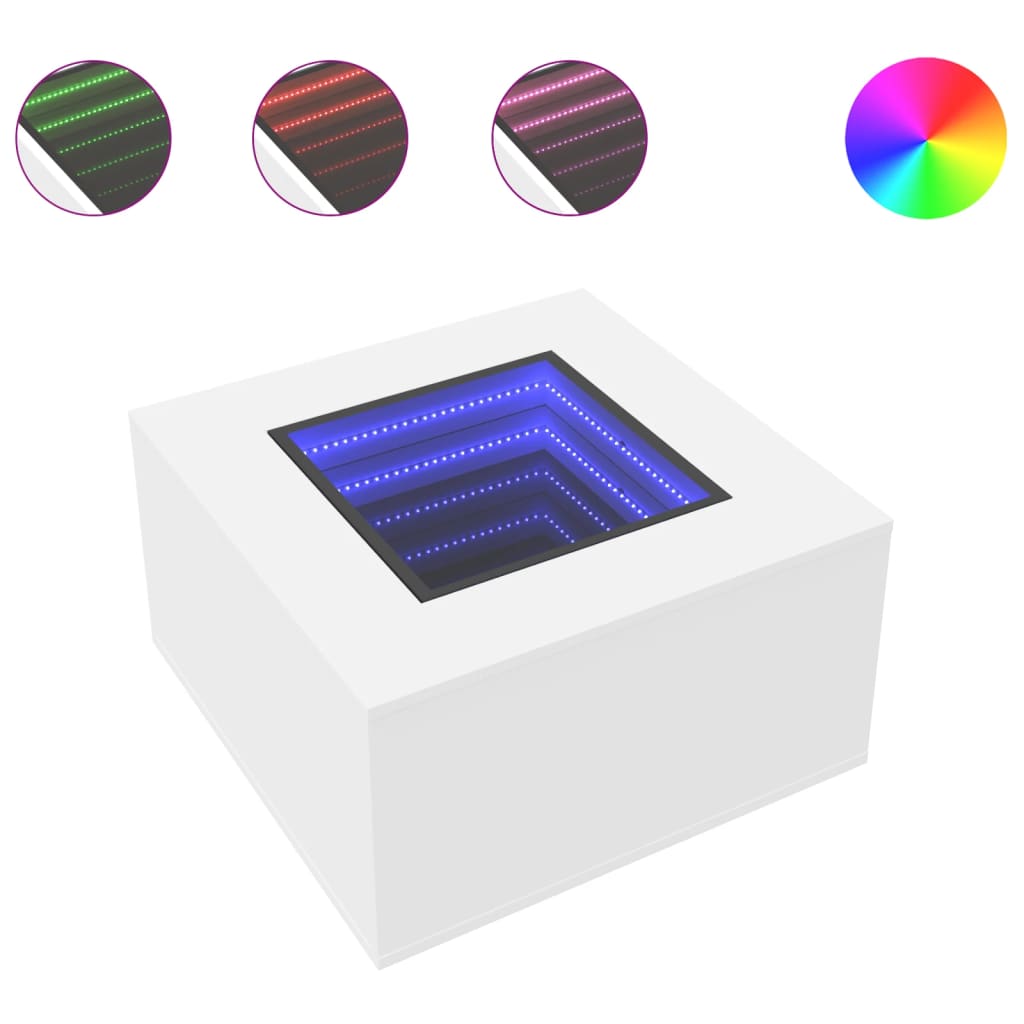 Table basse avec LED blanc 60x60x40 cm bois d'ingénierie - XIOS